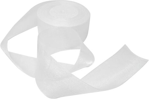 Honbay 50 Yards Shimmer Sheer Organza Satin Ribbon (White) in Saudi Arabia