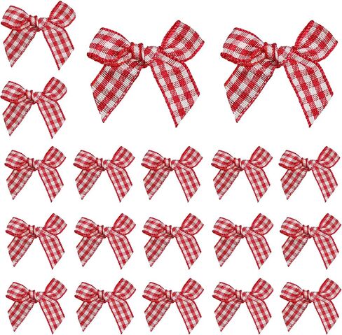 pson 50 Pack Red & White Checkered Ribbon Bows, Handmade Mini Gingham Ribbon Bows for Hair Accessories, DIY Craft Projects, Party, Wedding, Decoration(32mm*35mm) in Saudi Arabia