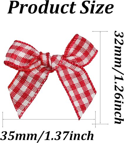 pson 50 Pack Red & White Checkered Ribbon Bows, Handmade Mini Gingham Ribbon Bows for Hair Accessories, DIY Craft Projects, Party, Wedding, Decoration(32mm*35mm) in Saudi Arabia