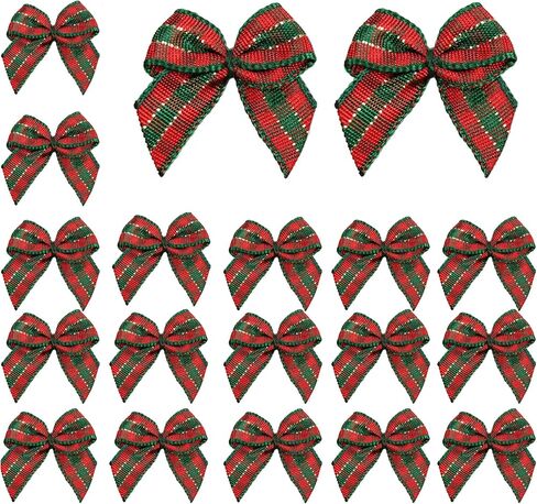 PSON 50 Pack Red & White Dequered Ribbon Dows ، Mini Mini Gingham Ribbon Dows لإكسسوارات الشعر ، مشاريع DIY الحرفية ، الحفلات ، الزفاف ، الديكور (32 مم*35 ملم) in Saudi Arabia