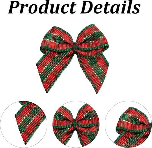 PSON 50 Pack Red & White Dequered Ribbon Dows ، Mini Mini Gingham Ribbon Dows لإكسسوارات الشعر ، مشاريع DIY الحرفية ، الحفلات ، الزفاف ، الديكور (32 مم*35 ملم) in Saudi Arabia