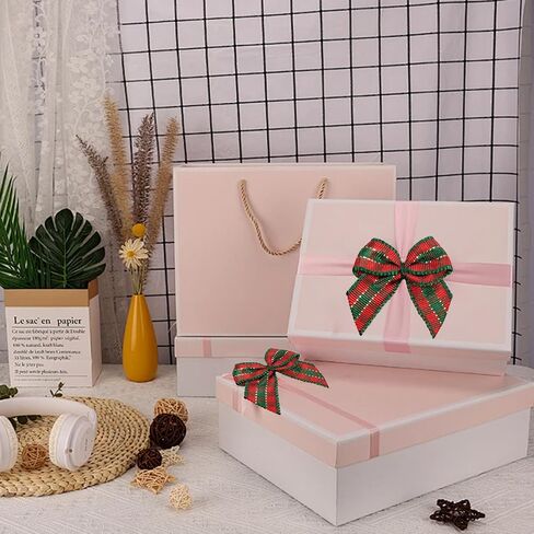 PSON 50 Pack Red & White Dequered Ribbon Dows ، Mini Mini Gingham Ribbon Dows لإكسسوارات الشعر ، مشاريع DIY الحرفية ، الحفلات ، الزفاف ، الديكور (32 مم*35 ملم) in Saudi Arabia