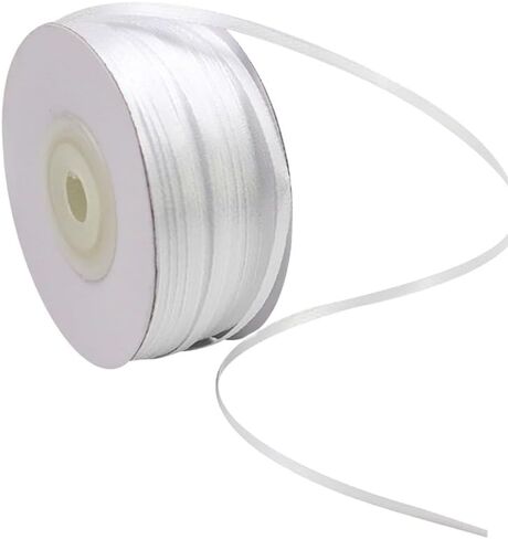 0.3cm 91m Double Face Ribbon Thin Christmas Ribbon Fabric Craft Ribbon Solid Color Ribbon Gift Wrapping Ribbon Flower Bouquet Ribbon for Decoration White in Saudi Arabia