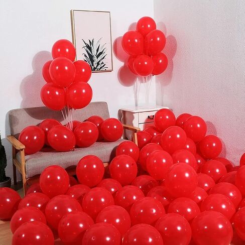 Abbaoww 100 Pcs Red Balloons 10 Inch Strong Latex Balloons for Party Decoration, Birthday, Wedding, Anniversary, Christmas and Arch Supplies in Saudi Arabia