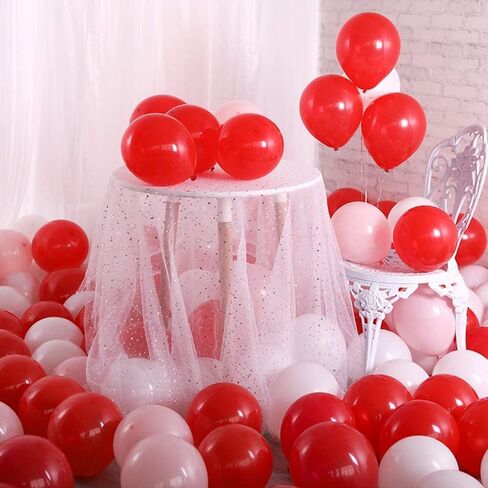 Abbaoww 100 Pcs Red Balloons 10 Inch Strong Latex Balloons for Party Decoration, Birthday, Wedding, Anniversary, Christmas and Arch Supplies in Saudi Arabia