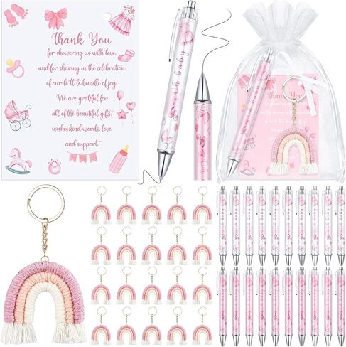 20 Set Girls and Boys Baby Shower Favors Gifts for Guests Baby Shower Pens Rainbow Cloud Boho Keychain Thank You Cards and Organza Bags for Gender Reveal Party Favor(Blue) in Saudi Arabia