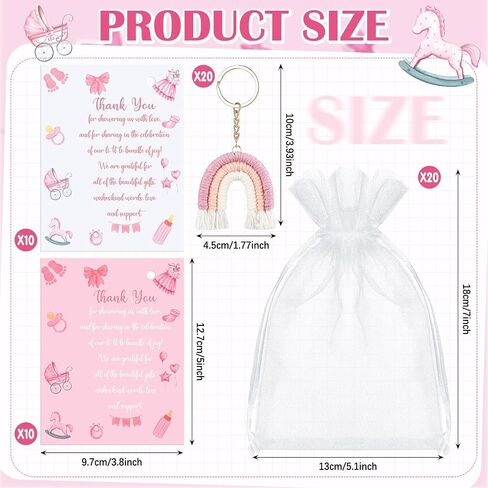 20 Set Girls and Boys Baby Shower Favors Gifts for Guests Baby Shower Pens Rainbow Cloud Boho Keychain Thank You Cards and Organza Bags for Gender Reveal Party Favor(Blue) in Saudi Arabia