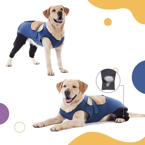Dog Hind Leg Recovery Sleeve Dog Recovery Suit Breathable Sleeve to Stop Licking and Biting Firm and Secure, Adjustable Size, Comfortable Alternative to Cone Collars (Large, Rear Both Leg) in Kuwait