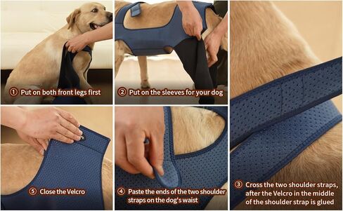 Dog Hind Leg Recovery Sleeve Dog Recovery Suit Breathable Sleeve to Stop Licking and Biting Firm and Secure, Adjustable Size, Comfortable Alternative to Cone Collars (Large, Rear Both Leg) in Kuwait