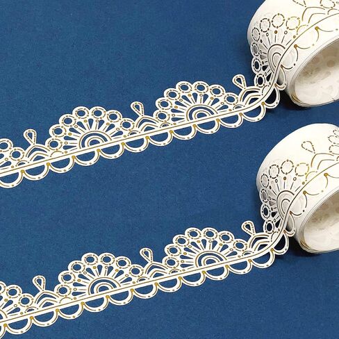 allydrew Hollow Lace Pattern Washi Masking Tape 2M Length Total (Set of 2), White Geometric in Saudi Arabia