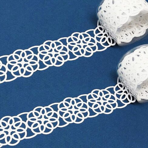 allydrew Hollow Lace Pattern Washi Masking Tape 2M Length Total (Set of 2), White Geometric in Saudi Arabia