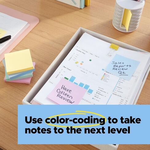 Post-it 100% Recycled Paper Super Sticky Pop-up Notes, 18 Sticky Note Pads, 3 in. x 3 in.,Wanderlust Pastels, School Supplies and Office Products in Saudi Arabia