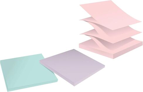 Post-it 100% Recycled Paper Super Sticky Pop-up Notes, 18 Sticky Note Pads, 3 in. x 3 in.,Wanderlust Pastels, School Supplies and Office Products in Saudi Arabia