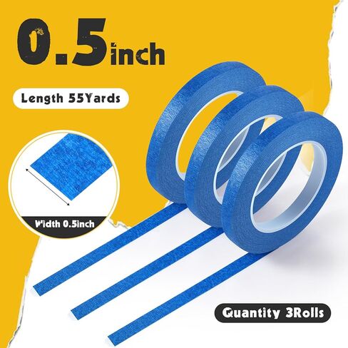 Chuangdi 1/2 Inch Width x 55 Yards Blue Painter's Drafting Tape Multi Use Masking Scrapbooking Tape (1 Roll) in Kuwait