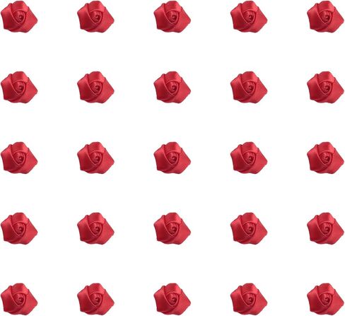 25 Pcs Satin Fabric Rose 1.5 CM Cute Mini Vintage Flowers for DIY Crafting Sewing Dress Hair Pin Headband Wedding Party Decoration Supplies (Red) in Saudi Arabia