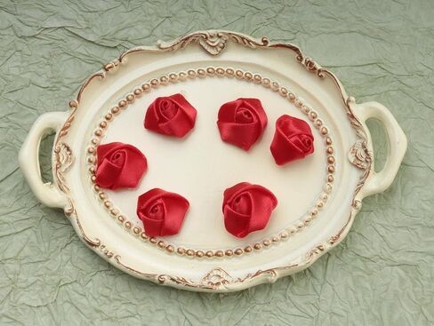 25 Pcs Satin Fabric Rose 1.5 CM Cute Mini Vintage Flowers for DIY Crafting Sewing Dress Hair Pin Headband Wedding Party Decoration Supplies (Red) in Saudi Arabia