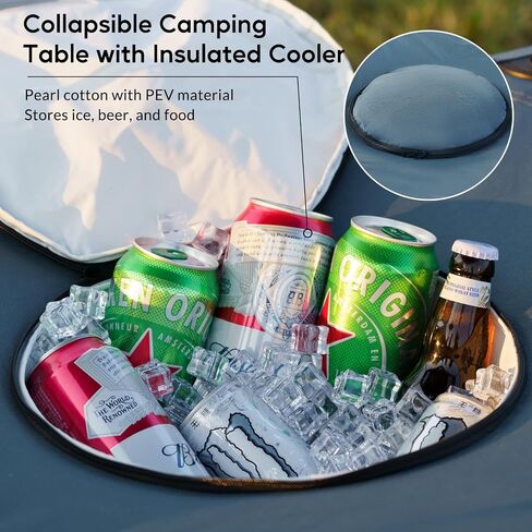 Portable Picnic Camping Table That Fold Up Lightweight, Folding Camping Table 77LBS Load-Bearing, Beach Table with 4 Tear Resistance Cup Holders, Carry Bag for Camp Outdoor Fishing in Saudi Arabia