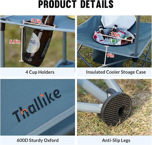 Portable Picnic Camping Table That Fold Up Lightweight, Folding Camping Table 77LBS Load-Bearing, Beach Table with 4 Tear Resistance Cup Holders, Carry Bag for Camp Outdoor Fishing in Saudi Arabia