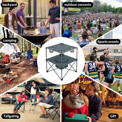 Portable Picnic Camping Table That Fold Up Lightweight, Folding Camping Table 77LBS Load-Bearing, Beach Table with 4 Tear Resistance Cup Holders, Carry Bag for Camp Outdoor Fishing in Saudi Arabia