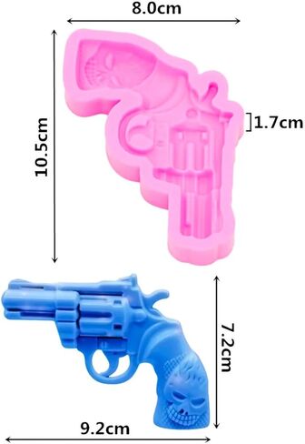 3D Pistol Shape Gun Halloween Military Theme Weapon Shape Resin Silicone Mold for DIY Charm Crystal Trinket Cake Top Decoration Epoxy Desserts Fondant Luggage Tag Craft Pendant Earrings Necklace Candy in Saudi Arabia