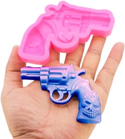 3D Pistol Shape Gun Halloween Military Theme Weapon Shape Resin Silicone Mold for DIY Charm Crystal Trinket Cake Top Decoration Epoxy Desserts Fondant Luggage Tag Craft Pendant Earrings Necklace Candy in Saudi Arabia