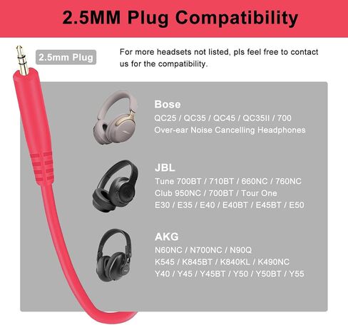 Bose Replacement Headphone Cable 2.5mm Male to 3.5mm Male Wire Aux Audio Cable Cord Compatible with Bose 700 QuietComfort 25 QC25 QC35 QC35II QC45 JBL Tune 710BT 660NC 760NC Headsets (No Mic) in Kuwait