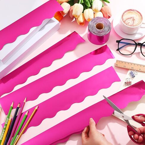 Ecally 65.6 ft Scalloped Bulletin Board Borders Classroom Borders Shine Scalloped Borders Decorative Bulletin Board Trim Poster Board Decorations for School Classroom Home Decor (Black) in Kuwait