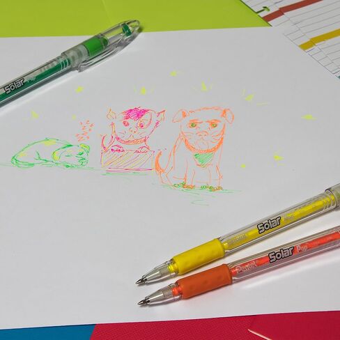Pentel Solar Pop Neon Gel Pen ، (0.6 مم) خط متوسط ​​، حبر وردي - K96 -P in Saudi Arabia