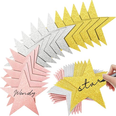 Gejoy 80 Pieces Glitter Star Cutouts Paper Star Confetti Cutouts for Bulletin Board Classroom Wall Party Decoration Supply (Gold, Silver, 6 Inches Length) in Saudi Arabia