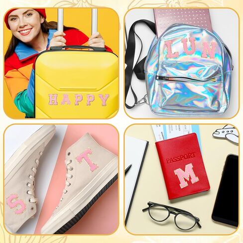 26pcs أحرف تصحيحات لماشية تشنيل بقع A-Z الأبجدية المطرزة preppy patche مع بريق للملابس على ظهر حقيبة الظهر DIY إصلاح قبعة （2.2 × 1.6 بوصة） (الذهب الوردي) in Kuwait