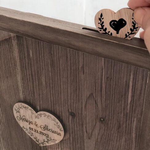 Y&K Homish Wedding Guest Book Alternative, Rustic Wedding Decorations for Reception, Favors for Guests 80 Hearts Green Wreath (Rustic Brown) in Saudi Arabia