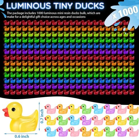 Barydat 1000 PCS راتنجات صغيرة من البط في الظلام الصغير المظلم الصغير المضيء الجزء الأكبر لإخفاء أفكار DIY مزحة. in Saudi Arabia