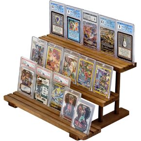 شاشة لوح البطاقة المتدرج Aaiphuwew ، 3 Tiers Trading Sport Display Stand - متوافق مع ألواح PSA ، CGC ، BGS