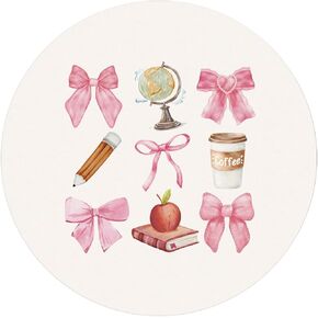 Coquette Pink Bow Teachers Mouse Pad, Mouse Pads for Desk, End of Year Teacher Gifts Mousepad for Office Dorm Computer Laptop Gaming, Teacher Office Supplies, 8.7x8.7 Inch