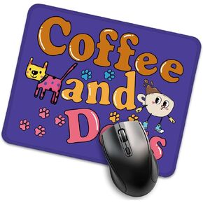 Coffee and Dogs Funny Mouse Pad for Desk, Dog Lover Gifts, Dog Owner Gifts, Cute Mousepad Gifts for Dog Mom Pet Lover Coffee Lover Friend, Coworker Gifts for Men Women