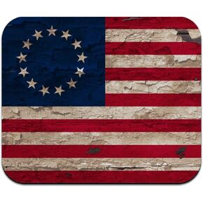 Rustic Betsy Ross 1776 Distressed American Flag Low Profile Thin Mouse Pad Mousepad