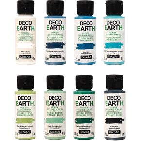 مجموعة الطلاء الأكريليك Decoart Decoearth مجموعة الطلاء المتميز "Ocean Blue" من 8 (2 أوقية.) صديقة للبيئة ، مصنوعة من الطلاء المنزلي المعاد تدويره