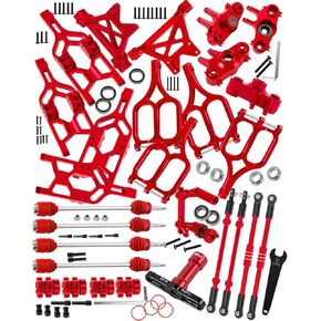 RC Alloy Aundension Arms & Counering Block Arm & Shock Tower & Drive Rovels & Push Rod Links & Defering Bellcranks Parts for 1/10 T-Maxx/E-Maxx ، Thermshaves Hops Up ، Navy Blue
