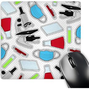 3dRose LLC 8 X 8 X 0.25 Inches Mouse Pad Cute Laboratory Pattern White (Mp_181864_1)