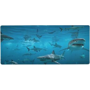 xigua Sea Shark Mouse Pad Large Gaming Mouse Pad- 35.4x15.7x0.12x0.12 inch Computer Keyboard Mouse Mat Non-Slip Mousepad Rubber Base for Game Players, Office, Study