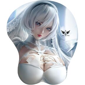 ثلاثية الأبعاد ألعاب Mousepad ، وسادة الماوس المريح مع راحة دعم المعصم ، وراحة الهلام Mousepad ، راحة الرغوة غير المنقولة والألم في الكمبيوتر اللاسلكي للمنزل والمكاتب الشارع Chloe Kg Alpha