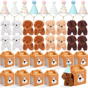 20 PCS Mini Plush Dog مجموعة 4 بوصة دمى جرو صغيرة محشوة مع 20 كلب تحت عنوان الكلب مربعات الحفلات 20 قبعة عيد ميلاد ، حيوان أفخم محشوة للأطفال عيد ميلاد يتبنى حيوان أليف (أساسي) (أساسي)