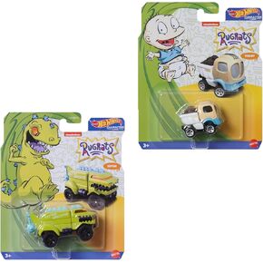 Hot Wheels Character Cars Rugrats Tommy and Reptar Set of 2 Diecast Vehicles