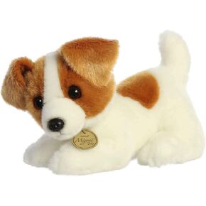 Aurora® رائعتين Miyoni® Tots Jack Russell Pup محشو بالحيوان - التفاصيل النابضة بالحياة - الرفقة العزيزة - أبيض 9 بوصات