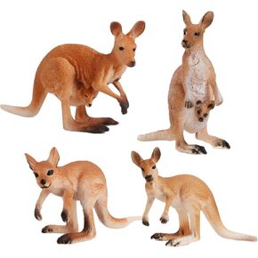 التماثيل الحيوانية 4pcs Safari Kangaroos شخصية زخرفة كعكة Topper Toy للأطفال