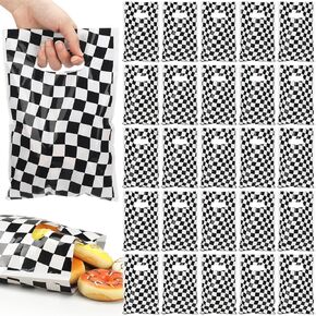 Thenshop 100 PCS Race Car Goodie Gift Facs Racing Argen Plastic Gift Facs Black White Dequered Print Party Party Favors Favors Bags Goodie Bags Brace Brace Party Party Favors