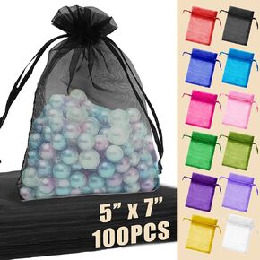 Luceinvita 100pcs أكياس أورجانية 5 × 7 بوصة تفضل الأكياس الأكياس أكياس الهدايا الأورجانزا أكياس الهدايا لحفل الزفاف حفلة استحمام الطفل (10 ألوان مختلطة)