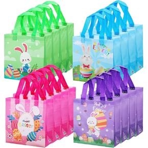 Lounsweer 16 PCS Happy Easter Gift Fags Bast Bags With Bunny Bunny Easter Egg Bag Bag for Party Gift