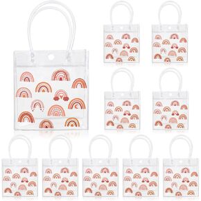 Whaline Boho Rainbow Clear PVC Gift Facs Cute Rainbow Party Forme Favor With Brownles Retro Treat Bags for Wedder
