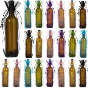 Cobee 70 PCS Organza Wine Wine Facs ، Mesh Mesh Wine Gift Pouches 14.6 × 5.5 بوصة تغطي الزجاجة فساتين لفات الهدية